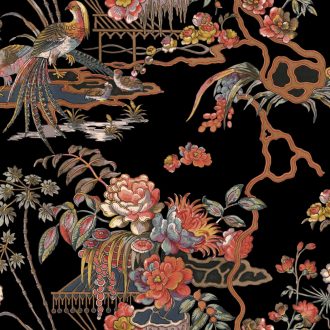 Обои Coordonne - Sacred Pheasants Onyx B00117 (коллекция Forbidden City)