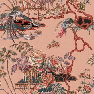 Обои Coordonne - Sacred Pheasants Rose B00116 (коллекция Forbidden City)