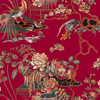 Обои Coordonne - Sacred Pheasants Ruby B00112 (коллекция Forbidden City)