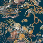Обои Coordonne - Sacred Pheasants Sapphire B00113 (коллекция Forbidden City)