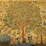 Обои Coordonne - Varanasi Tree Mustard D00155 (коллекция Damaskus)
