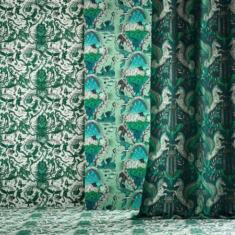 Ткань — Clarke and Clarke — ODYSSEY MYTHOS JACQUARD — OLIVE — F1754/01