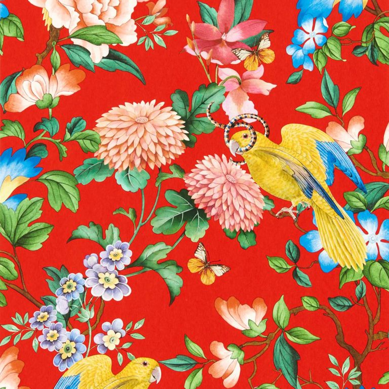 Обои - Clarke and Clarke - GOLDEN PARROT - CORAL - W0130/01