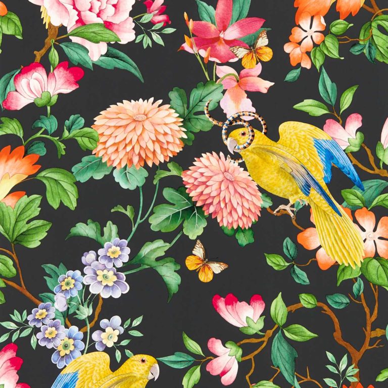 Обои - Clarke and Clarke - GOLDEN PARROT - NOIR - W0130/04
