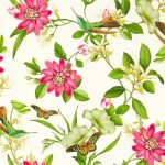 Обои — Clarke and Clarke — PINK LOTUS — IVORY — W0132/02