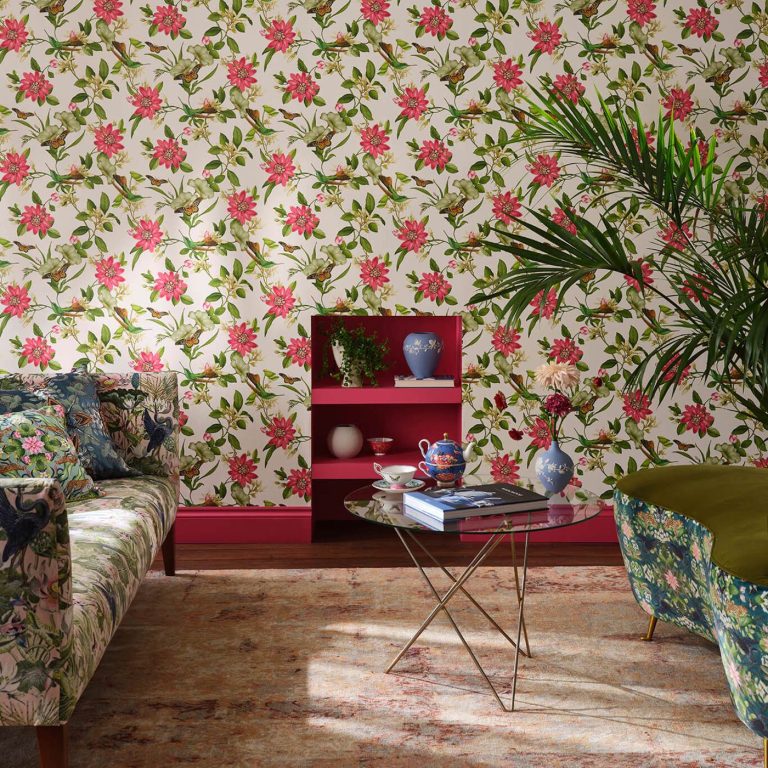 Обои — Clarke and Clarke — PINK LOTUS — NOIR — W0132/03