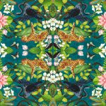 Обои — Clarke and Clarke — WONDERLUST TEA STORY — TEAL — W0136/03