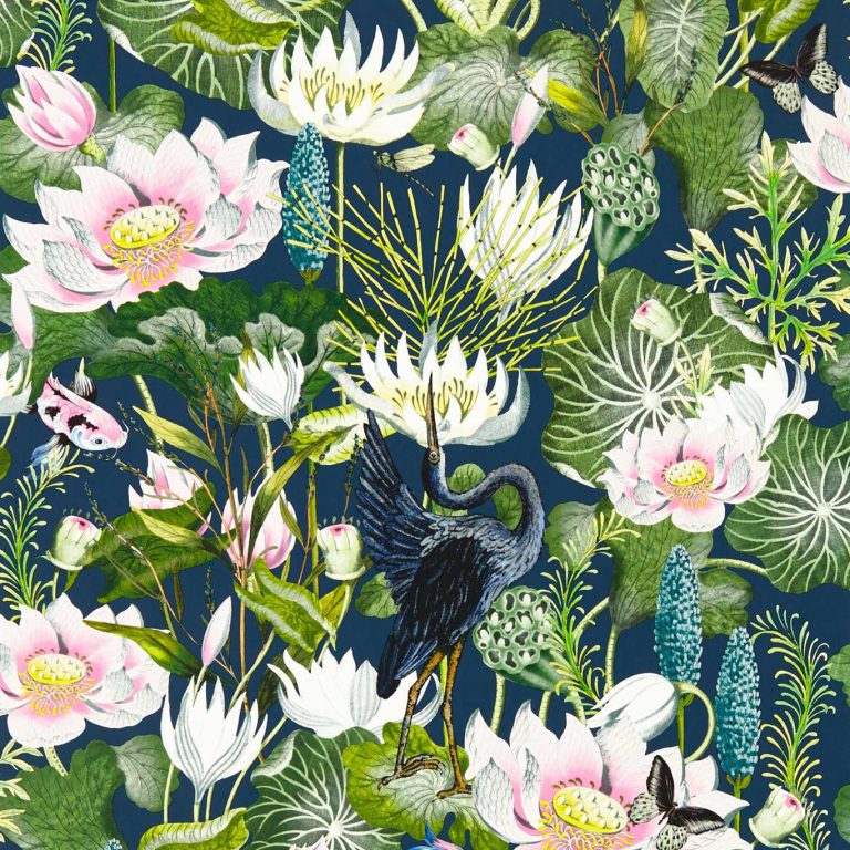 Обои - Clarke and Clarke - WATERLILY - MIDNIGHT - W0137/04