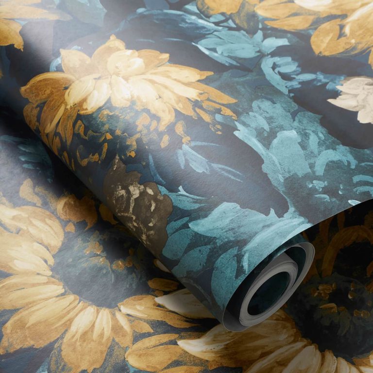 Обои — Clarke and Clarke — SUNFOREST — DENIM/OCHRE — W0162/01