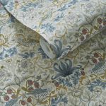 Обои — Clarke and Clarke — STRAWBERRY THIEF — LINEN/PLUM — W0171/03