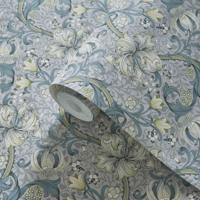 Обои — Clarke and Clarke — GOLDEN LILY — SLATE/DOVE — W0174/02