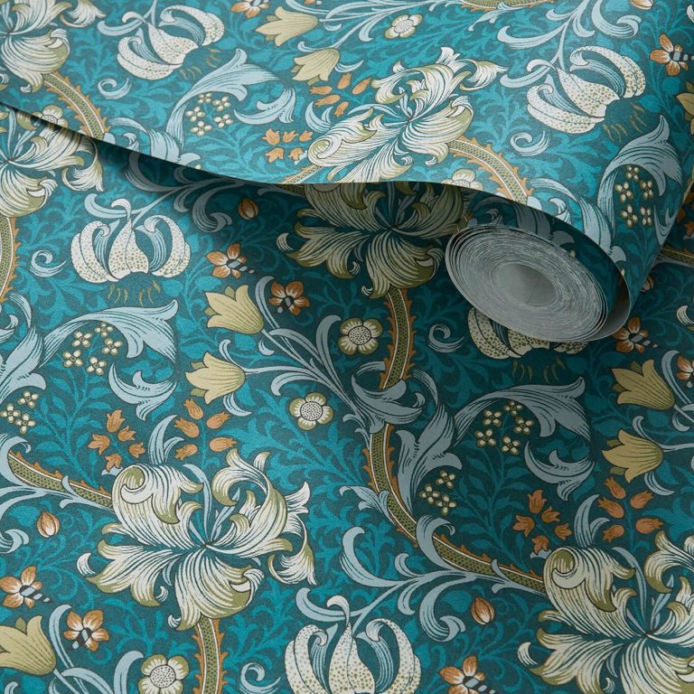 Обои — Clarke and Clarke — GOLDEN LILY — TEAL — W0174/03