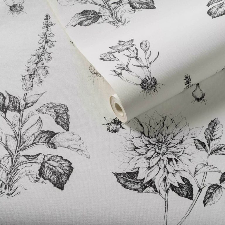 Обои — Clarke and Clarke — ROSERAIE — CHARCOAL — W0197/02