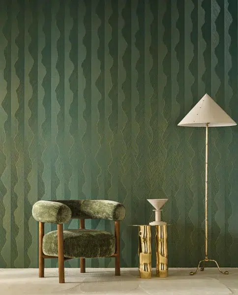Обои Casamance — Strie Emeraude / Dore 74910406 (Коллекция Ecrin)