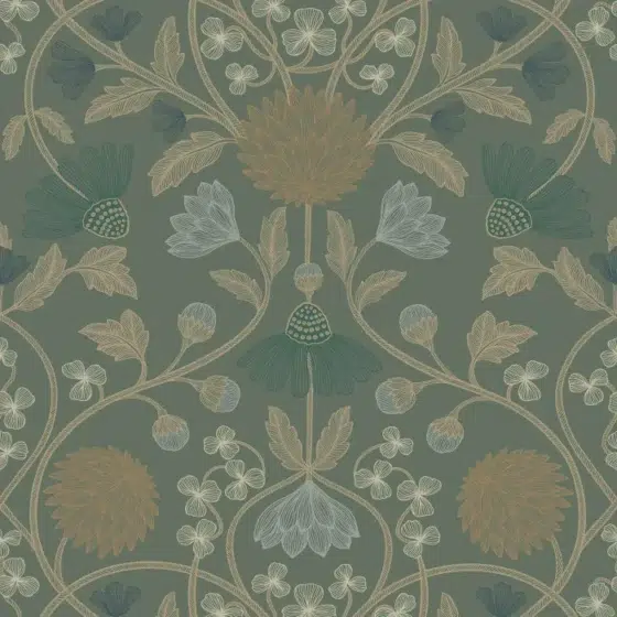 Обои Casamance - Hippolyte Vert de gris / Dore 70450712 (Коллекция Isadora)