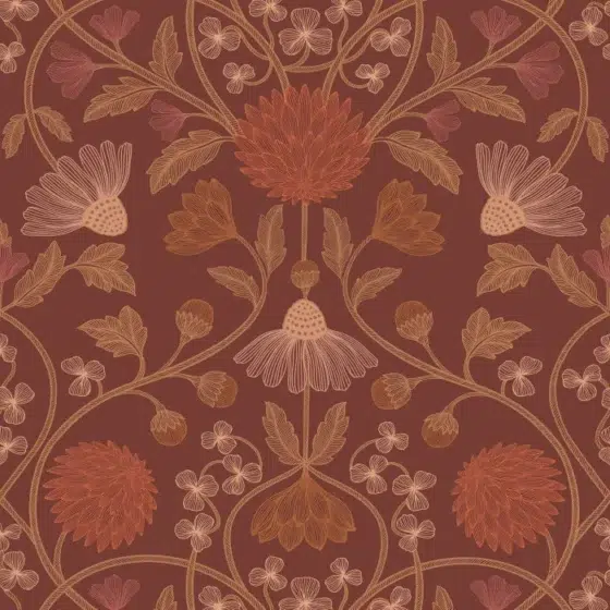 Обои Casamance - Hippolyte Bordeaux / Cuivre 70450814 (Коллекция Isadora)