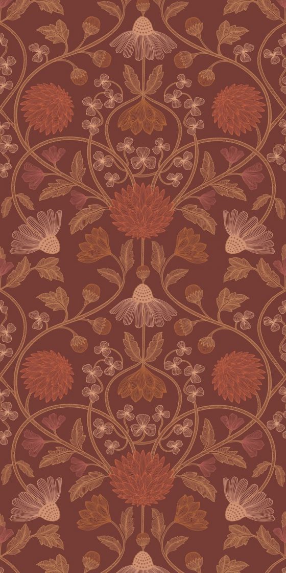 Обои Casamance — Hippolyte Bordeaux / Cuivre 70450814 (Коллекция Isadora)
