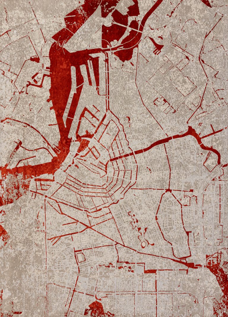 Бельгийский ковёр из полиэфирного шёлка - CITIES - 170 x 240 (9323-AMSTERDAM-ORANGE CUT)