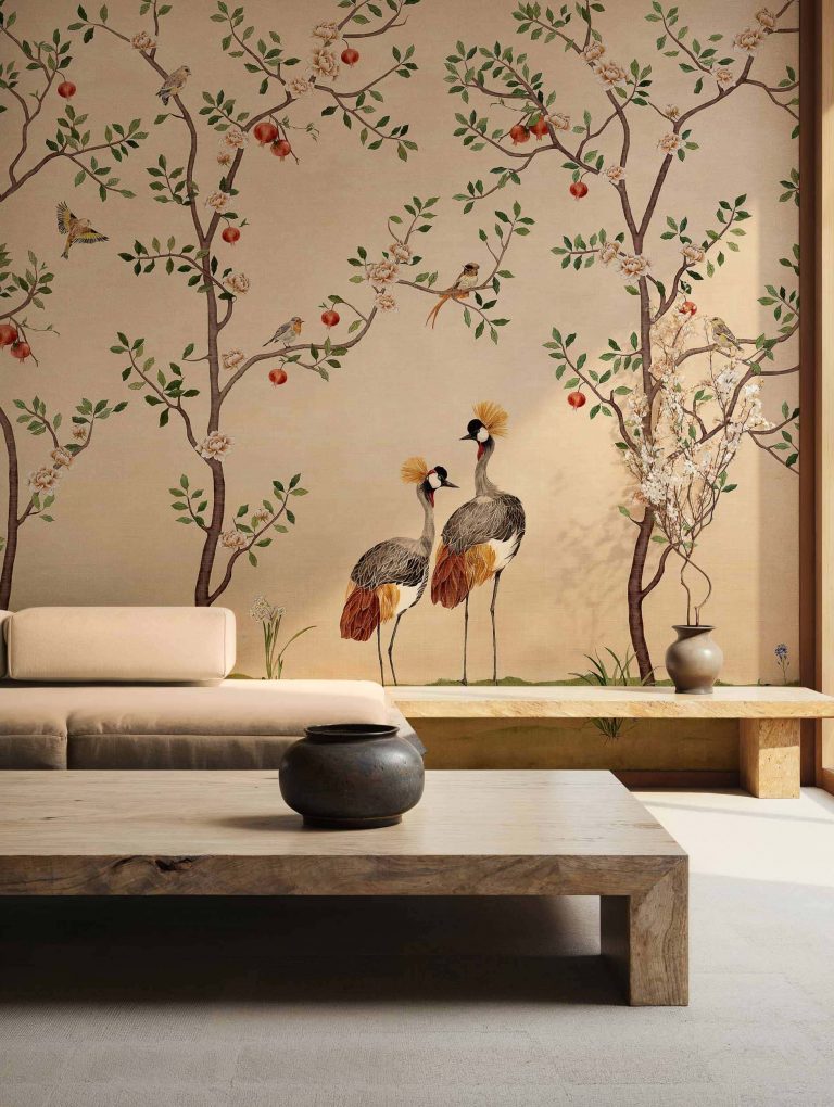 Обои Coordonne — Crowned Crane Nacre B00164 (коллекция Forbidden City)