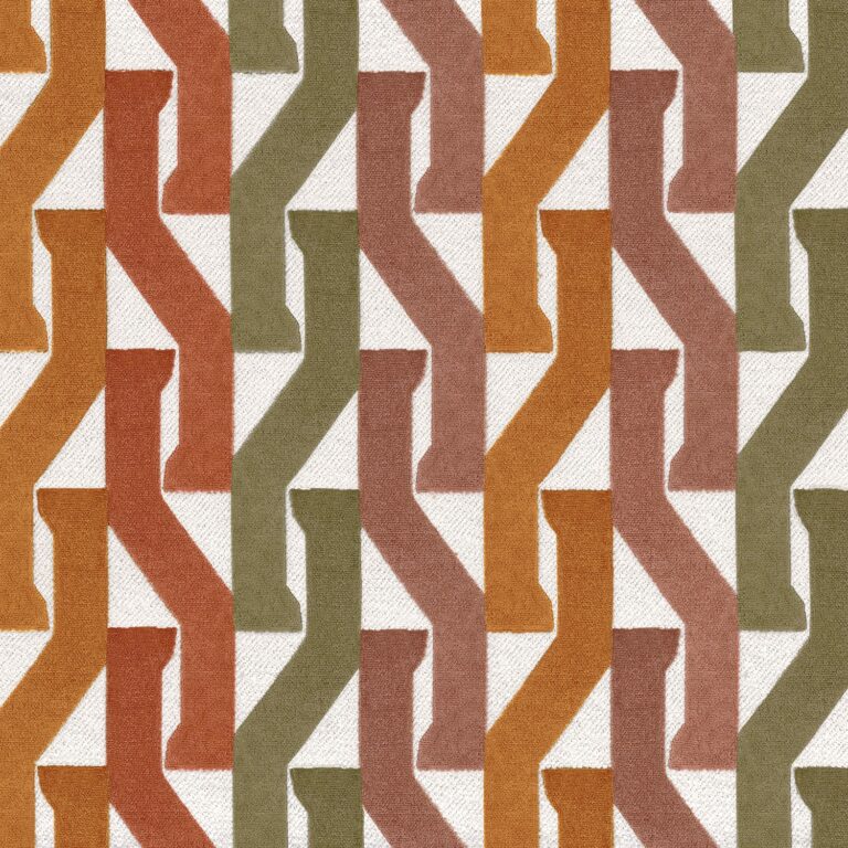 Ткань Casamance — Monogramme — Orange brulee / olive — 32560334