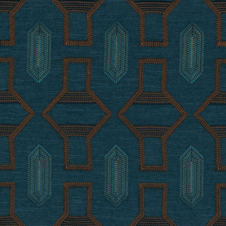 Ткань Casamance — Tali — Cognac / bleu sarcelle — 83440450