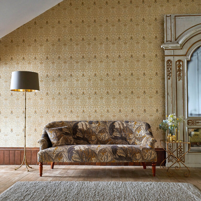 Ткань Morris & Co — Acanthus Velvet — Mustard/Grey — 226400