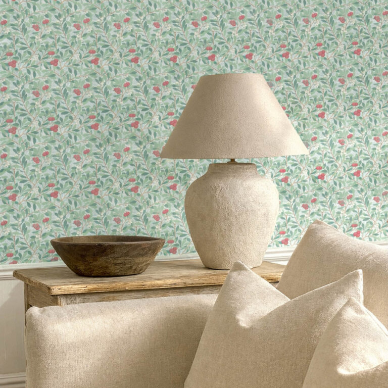 Обои Morris & Co — Arbutus — Thyme/Coral — 214719