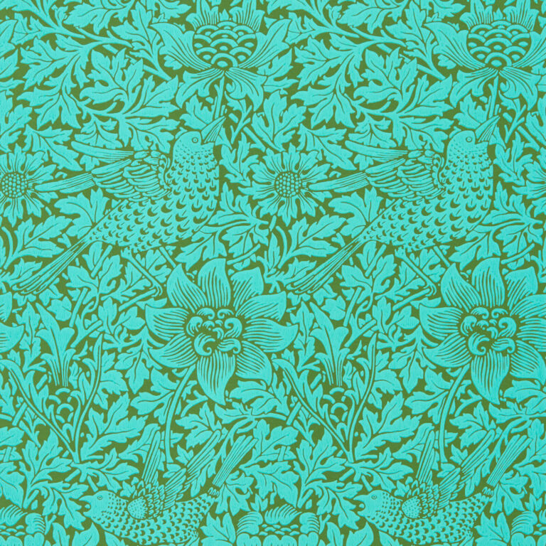 Обои Morris & Co — Bird & Anemone — Olive/Turquoise — 216958