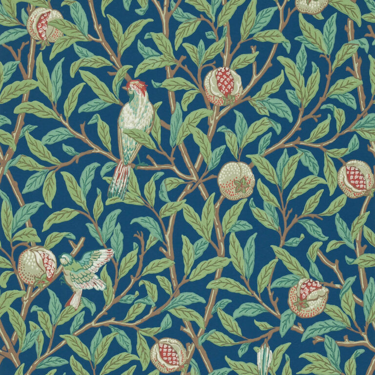 Обои Morris & Co — Bird & Pomegranate — Blue/Sage — 212540