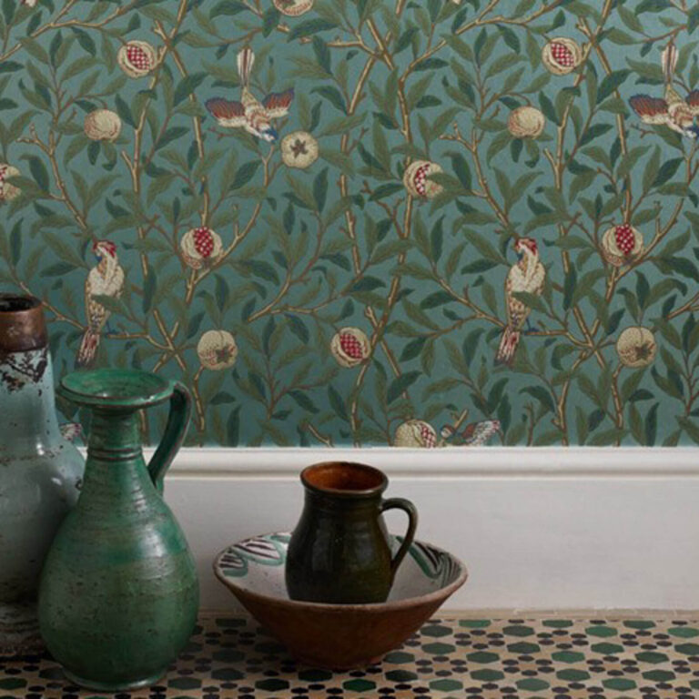 Обои Morris & Co — Bird & Pomegranate — Blue/Sage — 212540
