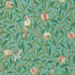 Обои Morris & Co — Bird & Pomegranate — Turquoise/Coral — 212538