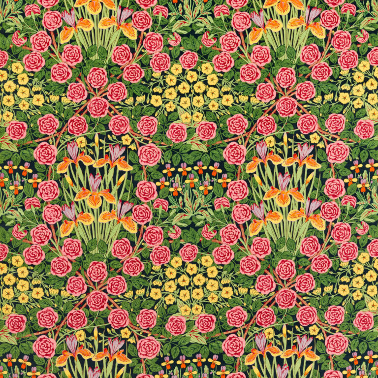 Ткань Morris & Co — Campanula Velvet — Sunburst/Ebony — 227223