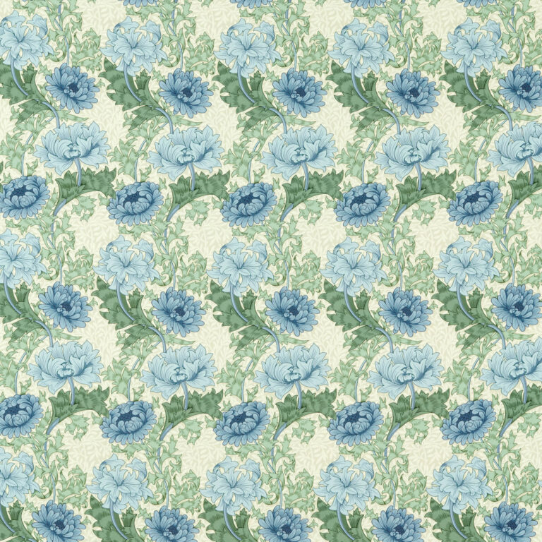 Ткань Morris & Co — Chrysanthemum Outdoor — Indigo/Bayleaf — 227099