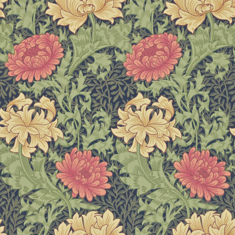Обои Morris & Co — Chrysanthemum — Indigo — 212549