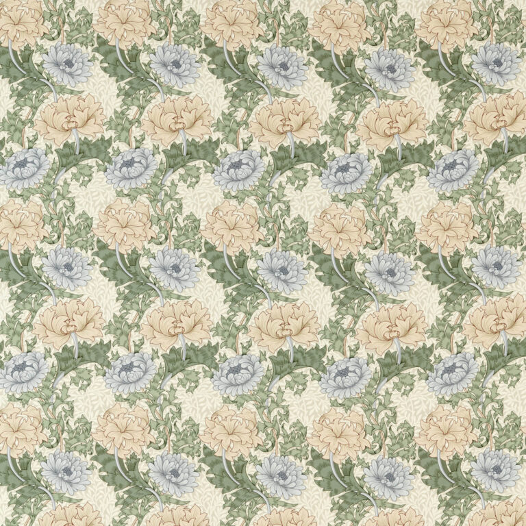 Ткань Morris & Co — Chrysanthemum Outdoor — Mineral/Cream — 227101