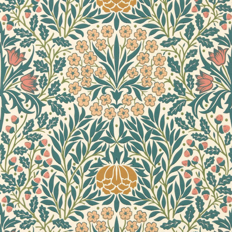 Обои Morris & Co — Daisy & Oak — Madder/Teal — 217586