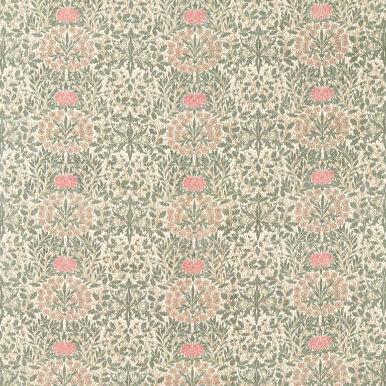 Ткань Morris & Co — Daisy & Oak Warp Print — Forest/Rose — 237674