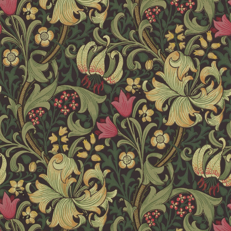 Обои Morris & Co — Golden Lily — Charcoal/Olive — 210403