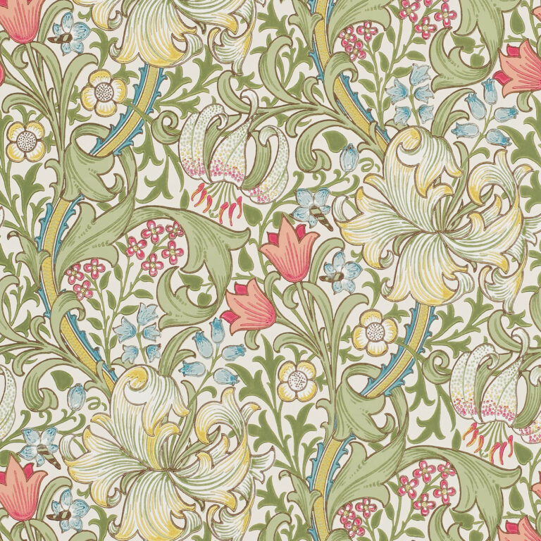 Обои Morris & Co — Golden Lily — Green/Red — 210398