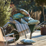 Ткань Morris & Co — Holland Park Stripe Outdoor — Sage/Linen — 227118
