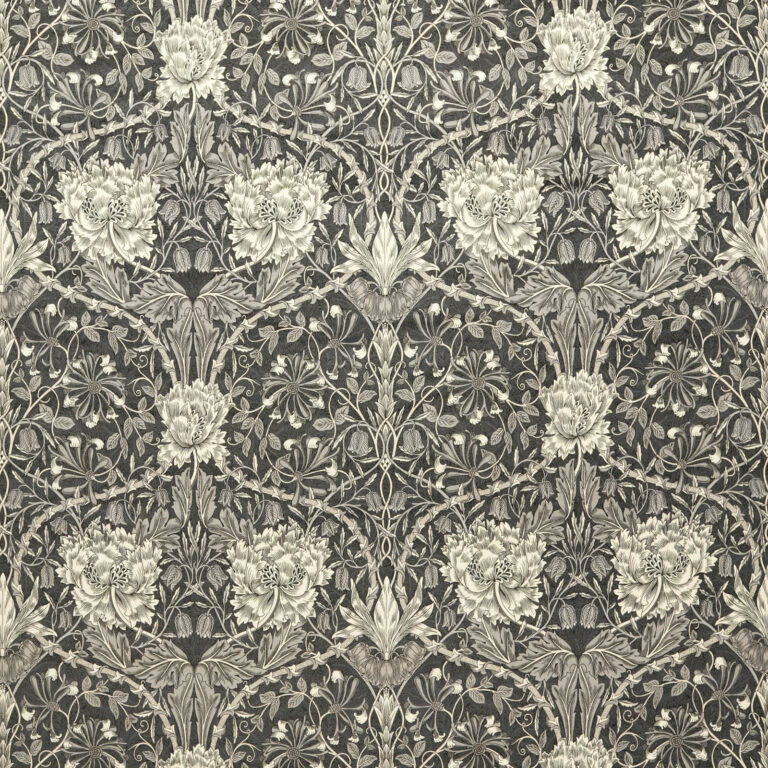 Ткань Morris & Co — Honeysuckle & Tulip Velvet — Black Walnut/Stone — 236938