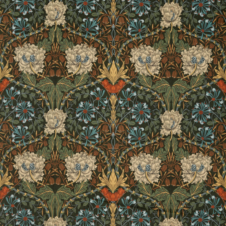 Ткань Morris & Co — Honeysuckle & Tulip Velvet — Forest/Chestnut — 236939