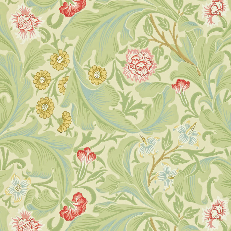 Обои Morris & Co — Leicester — Green/Coral — 212543