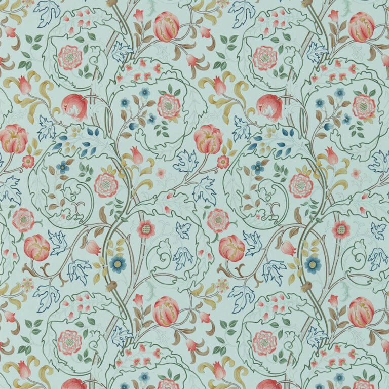 Обои Morris & Co — Mary Isobel — Silk Blue/Pink — 214731