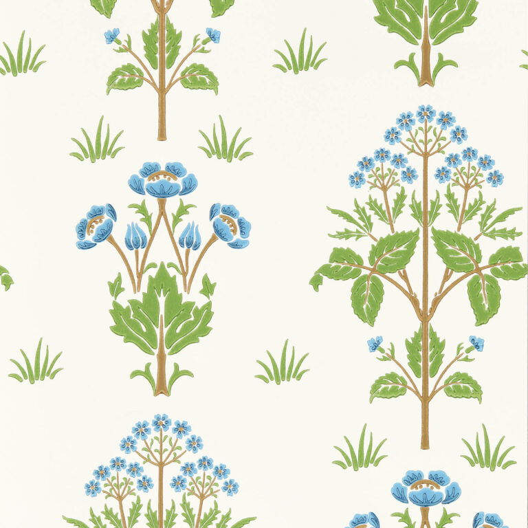 Обои Morris & Co — Meadow Sweet — Cobalt/Grass green — 217368