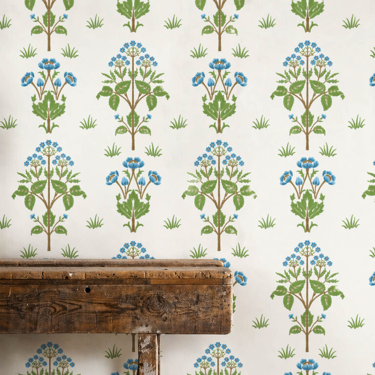 Обои Morris & Co — Meadow Sweet — Cobalt/Grass green — 217368