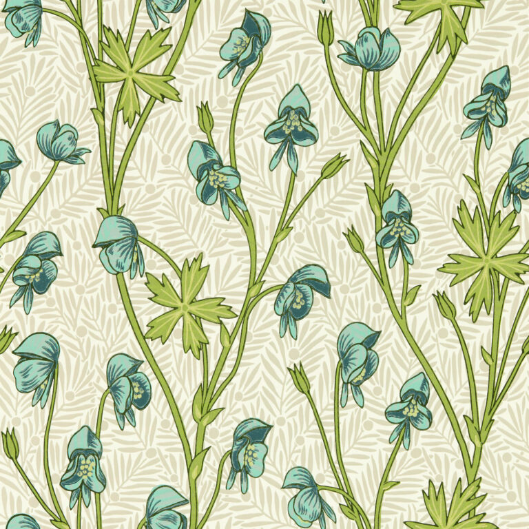 Обои Morris & Co — Monkshood — Aqua/Peashoot — 217344