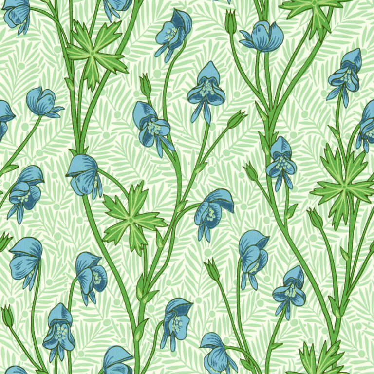 Обои Morris & Co — Monkshood — Cobalt/Goblin Green — 217343