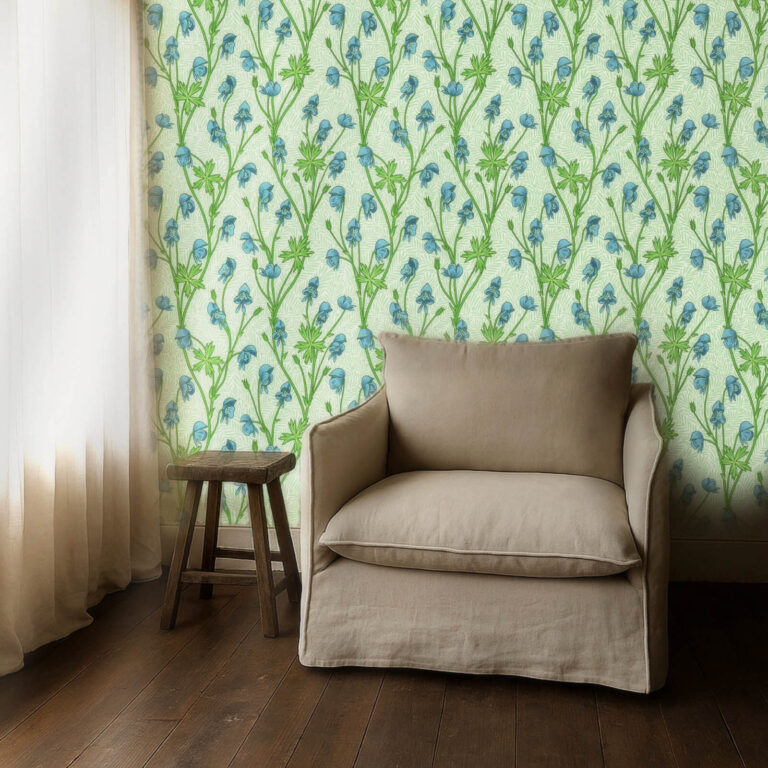 Обои Morris & Co — Monkshood — Cobalt/Goblin Green — 217343