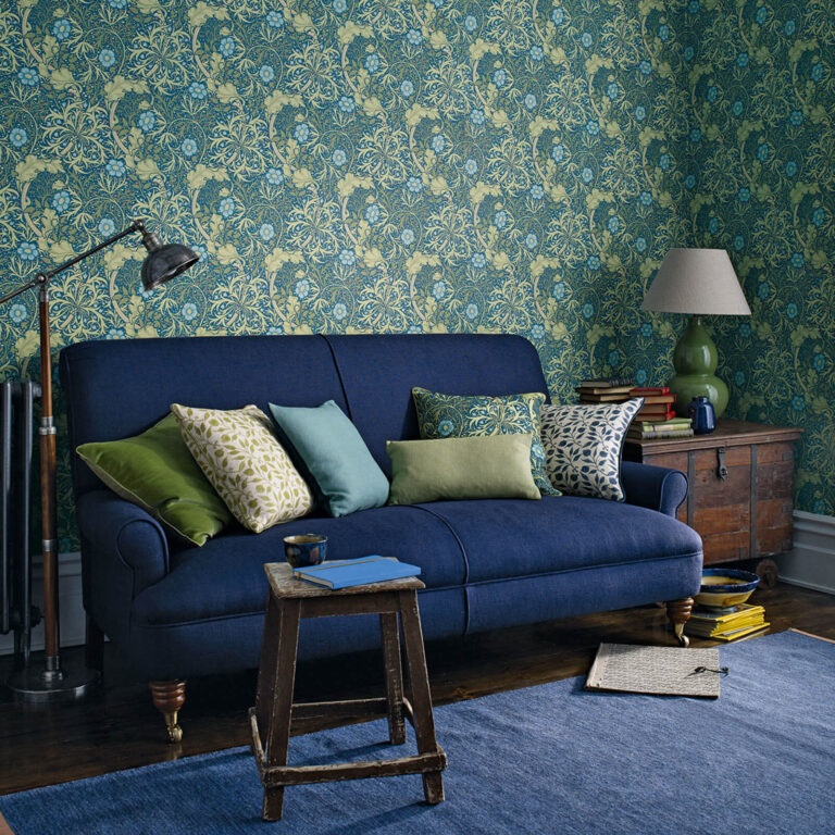 Обои Morris & Co — Seaweed — Cobalt/Thyme — 214713